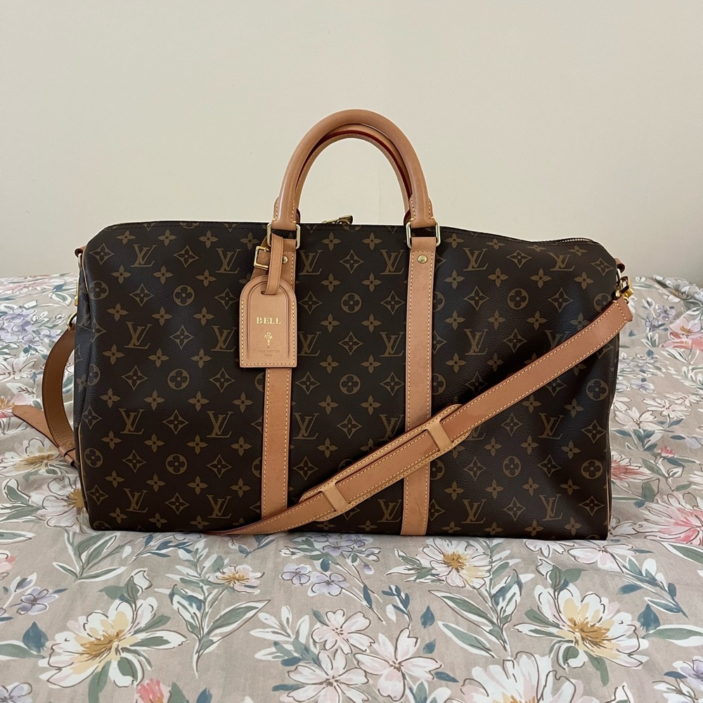 Louis Vuitton Black and Tan Monogram Duffel Bag